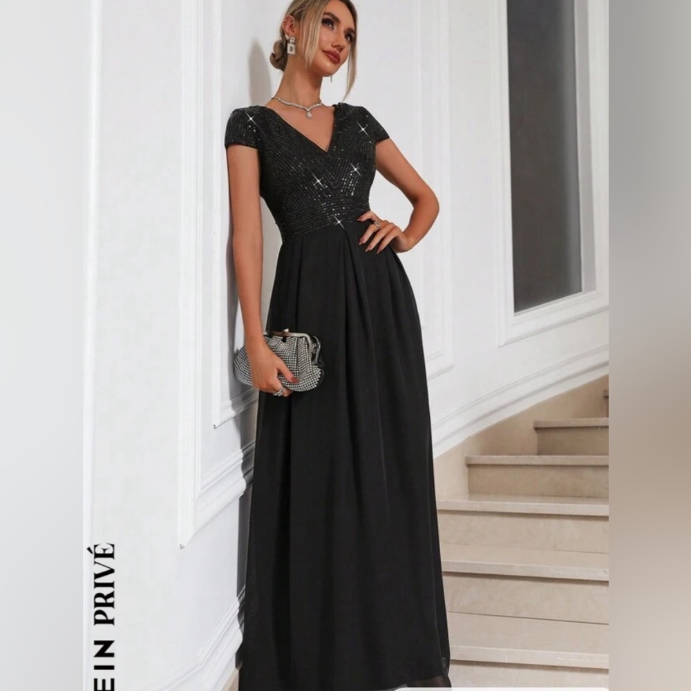 Black sequin formal dress xl